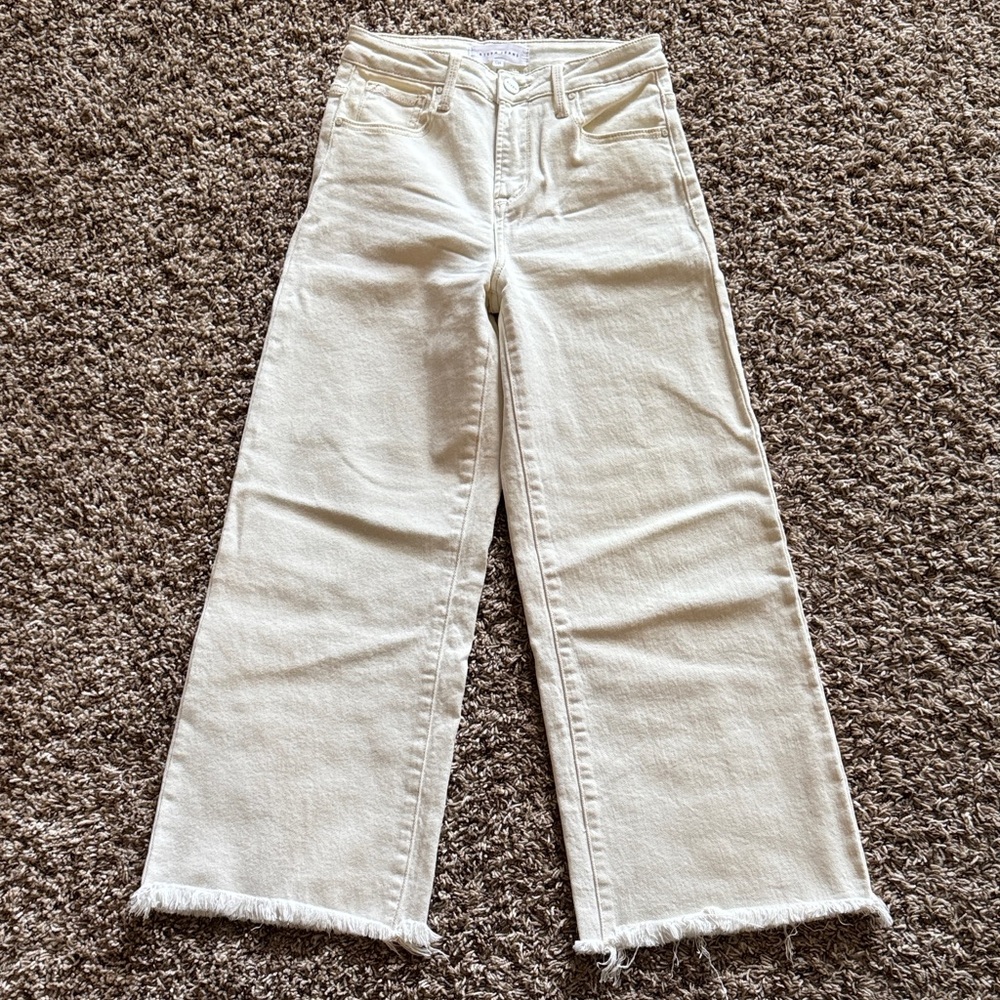 Risen Women's Cream Wide Leg Denim